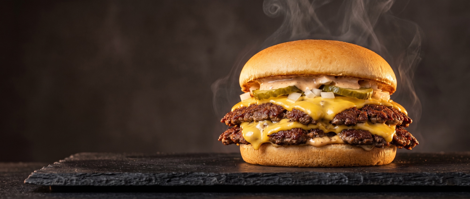 Smash Double Cheese Burger mit zwei 180-g-Beef-Patties
