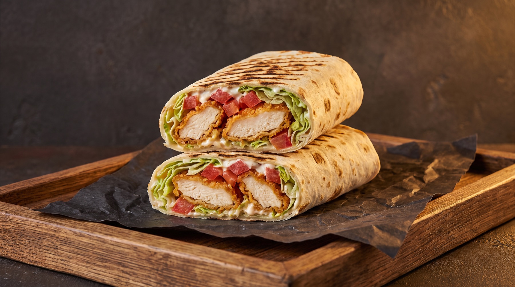 Crave Wrap, aufgeschnitten, mit knusprigen Tenderstreifen